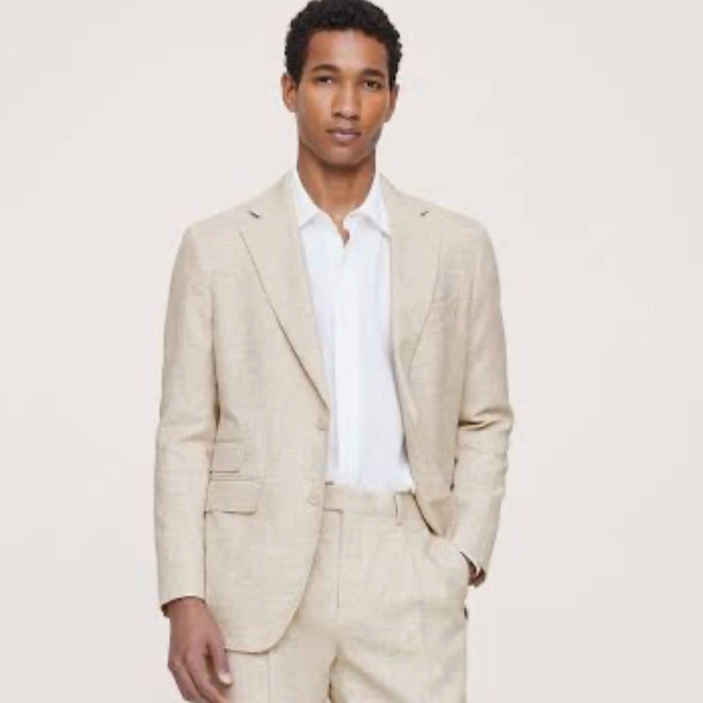 Banana Republic Herringbone Cotton-Linen Suit Jacket in Natural